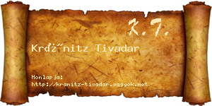 Kránitz Tivadar névjegykártya